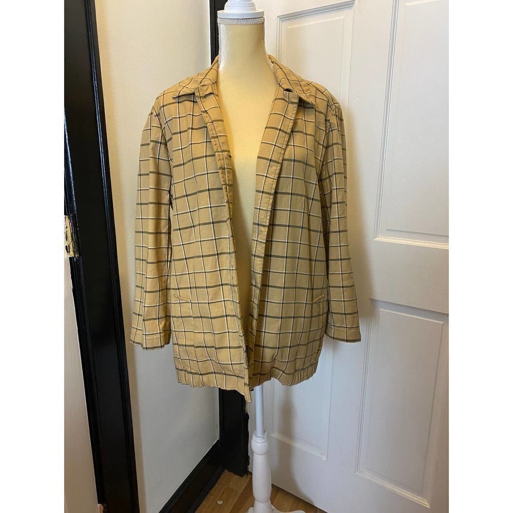 Vintage Liz Claiborne Longline Blazer / Jacket Tan Black Check - Women's Size 12